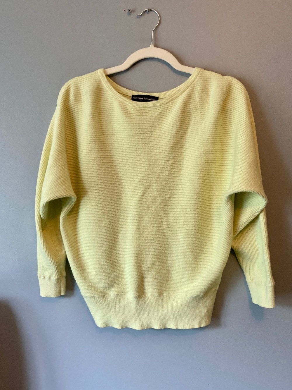 Catherine Malandrino Ribbed Boatneck Dolman Sleeve Sweater Pastel Lime Medium